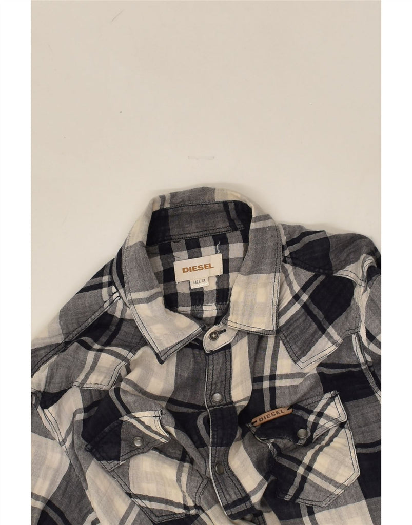 DIESEL Boys Shirt 15-16 Years XL Navy Blue Check Cotton | Vintage Diesel | Thrift | Second-Hand Diesel | Used Clothing | Messina Hembry 