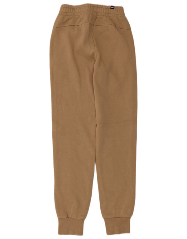 Puma Womens Tracksuit Trousers Joggers UK 4 XS Beige Cotton