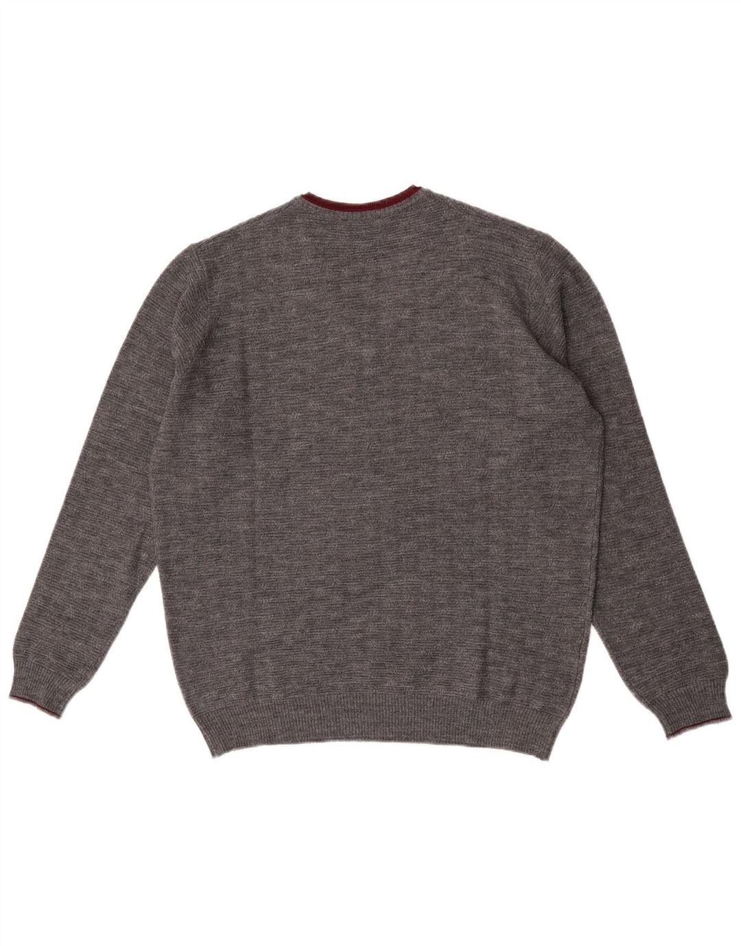 Il Granchio Mens V-Neck Jumper Sweater Large Grey Flecked Wool