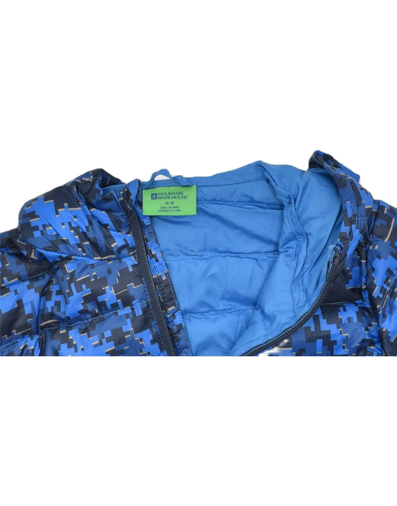 MOUNTAIN WAREHOUSE Boys Hooded Padded Jacket 11-12 Years Blue Geometric | Vintage | Thrift | Second-Hand | Used Clothing | Messina Hembry 