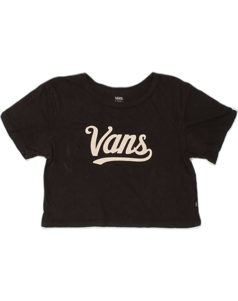 VANS Womens Graphic Crop Top UK 4 XS Black Cotton | Vintage Vans | Thrift | Second-Hand Vans | Used Clothing | Messina Hembry 