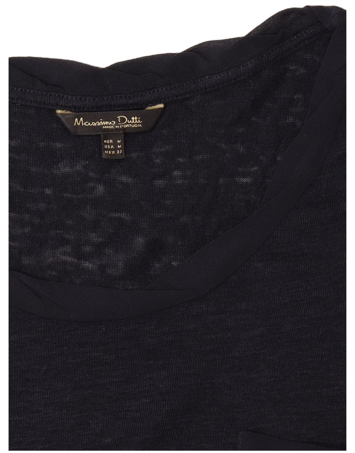 Massimo Dutti Womens T-Shirt Top UK 12 Medium Navy Blue