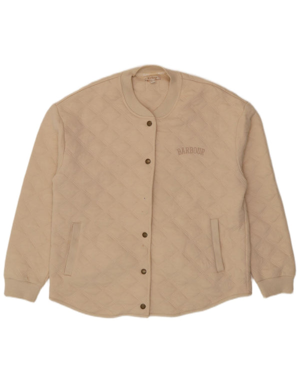 Barbour Womens Oversized Quilted Jacket UK 10 Small Beige Cotton