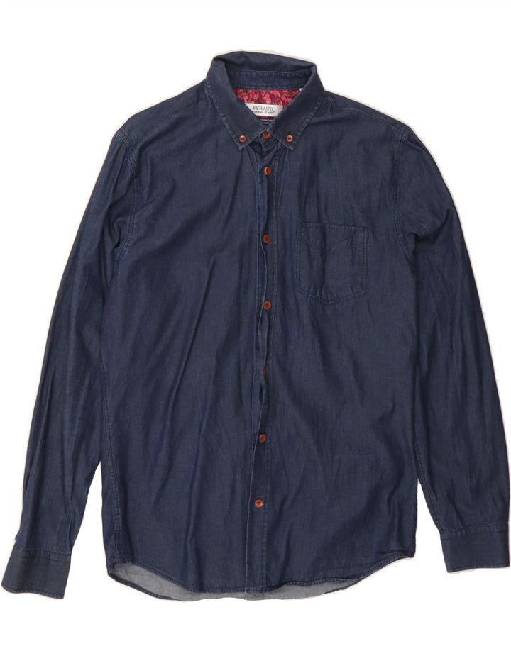 FERAUD Mens Denim Shirt Medium Navy Blue Cotton Vintage Feraud and Second-Hand Feraud from Messina Hembry 