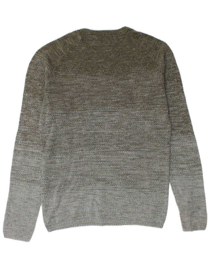 Jack & Jones Mens Crew Neck Jumper Sweater Medium Khaki Colourblock Cotton