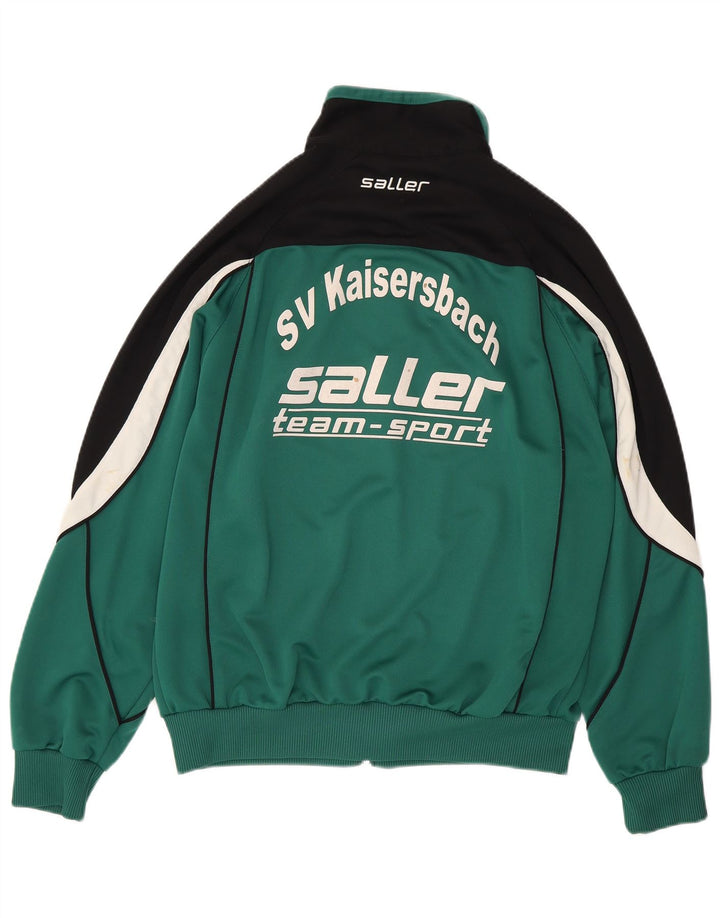 Saller Mens Graphic Tracksuit Top Jacket Large Green Colourblock Polyester