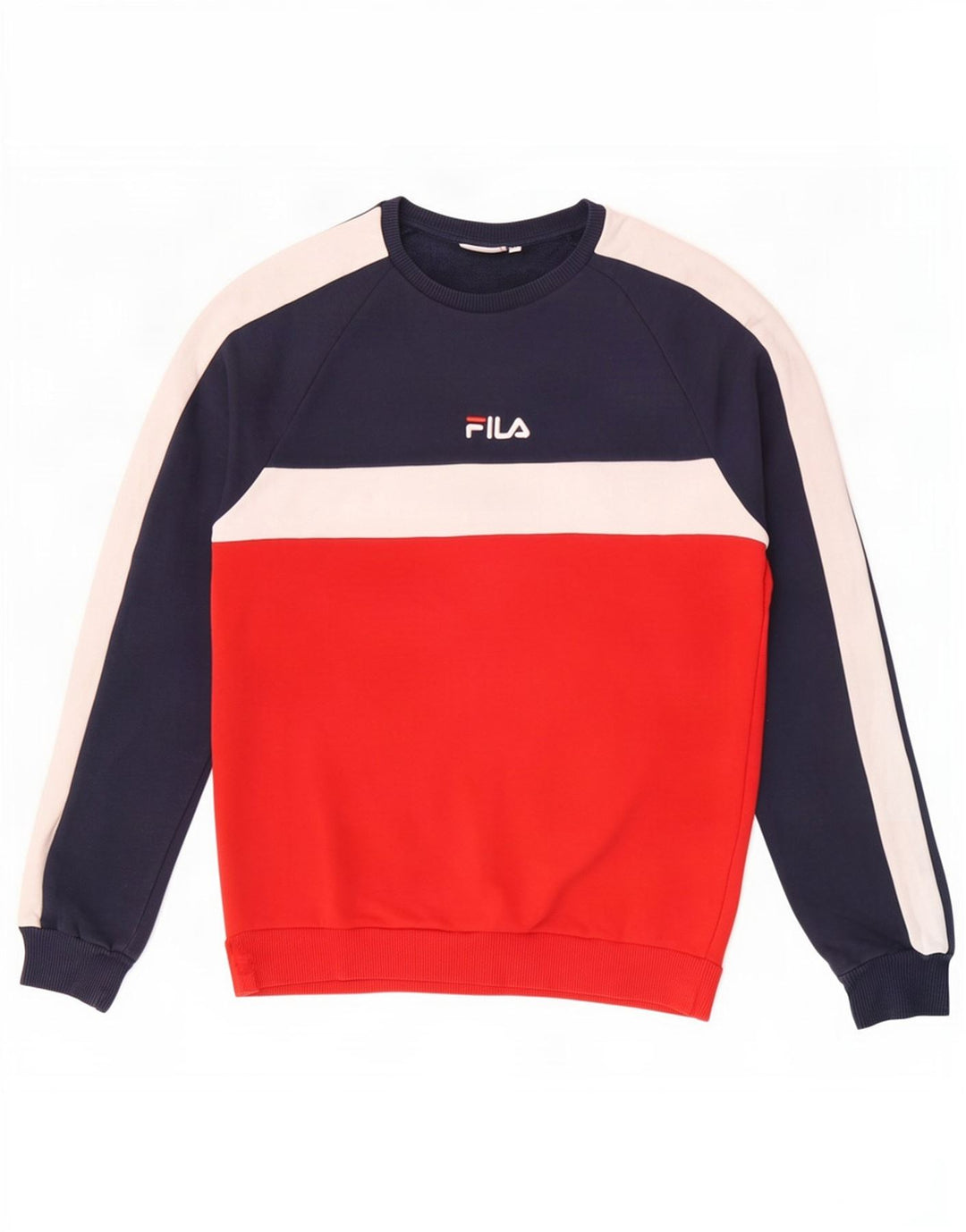Fila Mens Sweatshirt Jumper Medium Navy Blue Colourblock Cotton