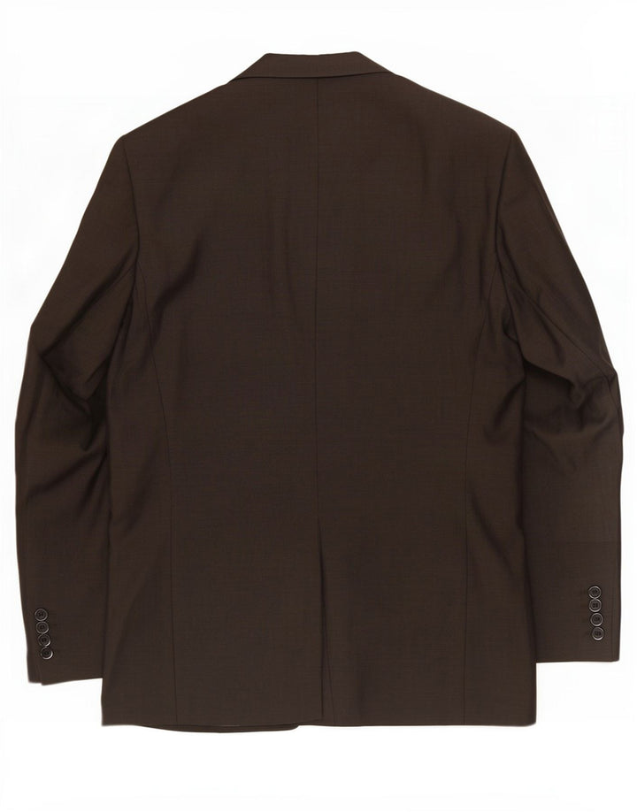 Hugo Boss Mens 3 Button Blazer Jacket EU 51 Large Brown Virgin Wool