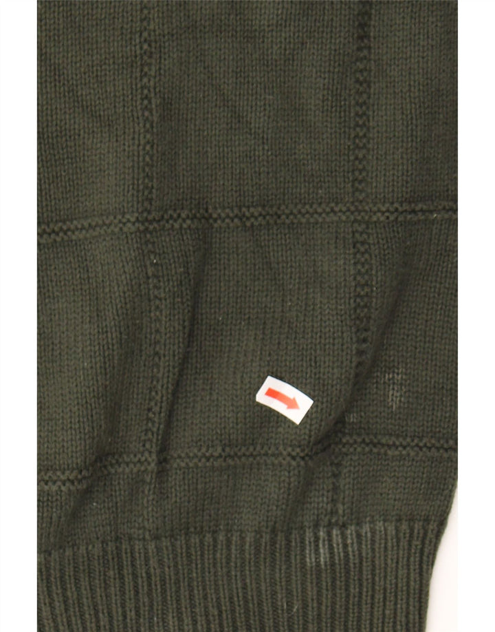 IZOD Mens Crew Neck Jumper Sweater Large Green Check Cotton Vintage Izod and Second-Hand Izod from Messina Hembry 