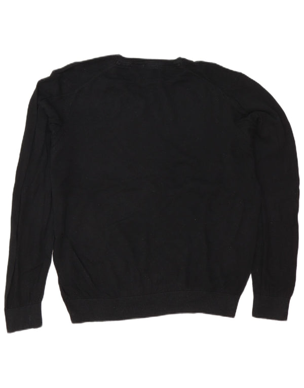 Marks & Spencer Mens Regular Fit V-Neck Jumper Sweater Large Black Cotton