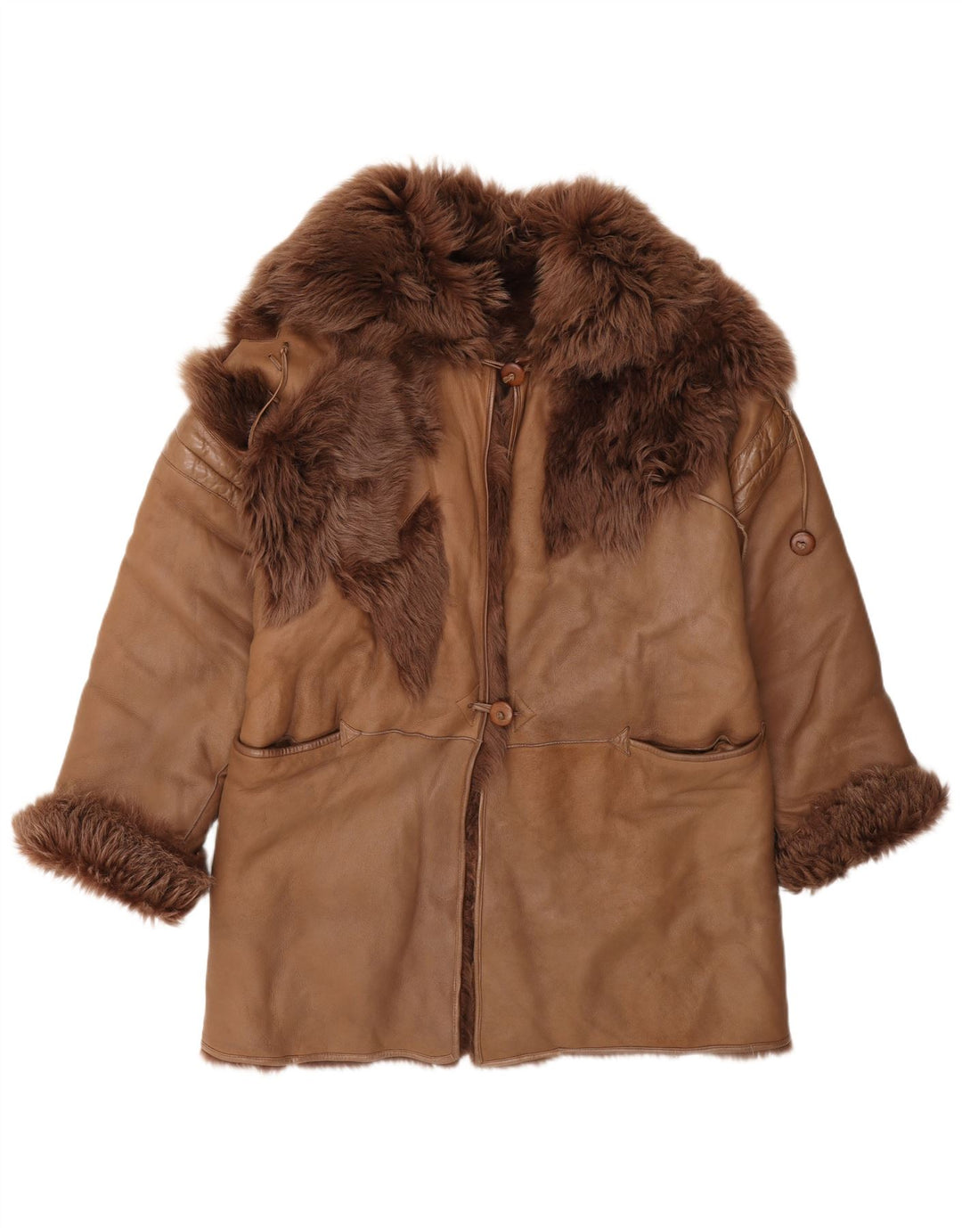 Vintage Womens Shearling Coat IT 42 Medium Brown
