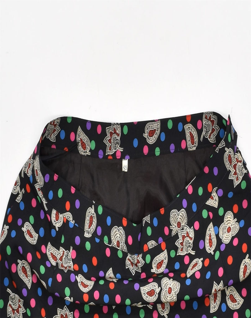 VINTAGE Womens Pencil Skirt IT 45 Large W32 Black Floral Polyester | Vintage | Thrift | Second-Hand | Used Clothing | Messina Hembry 