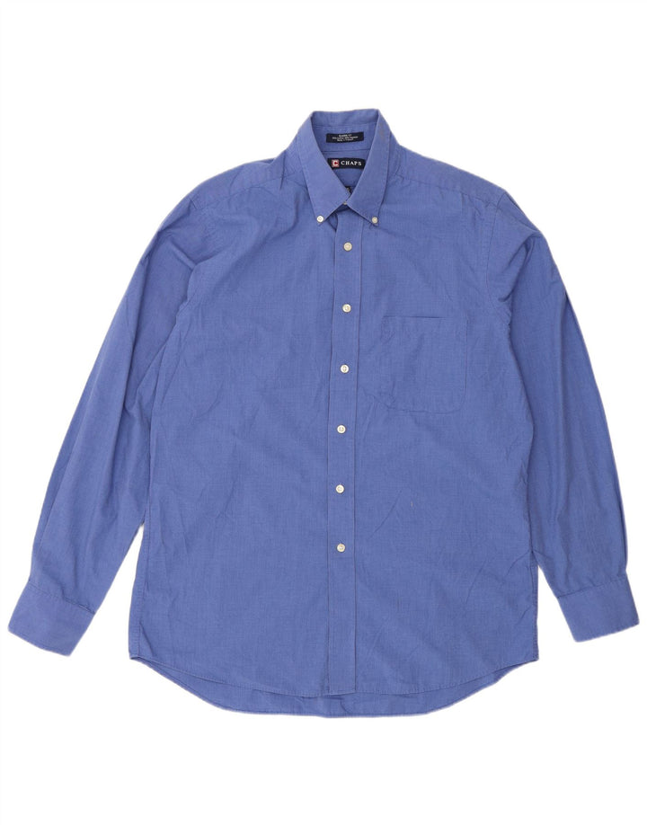 Chaps Mens Classic Fit Shirt Size 15 1/2 Medium Blue Check Cotton