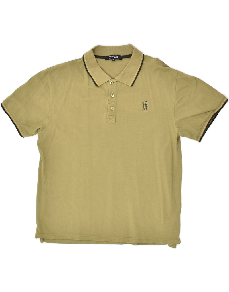 TRUSSARDI Mens Slim Polo Shirt XL Khaki Cotton | Vintage Trussardi | Thrift | Second-Hand Trussardi | Used Clothing | Messina Hembry 