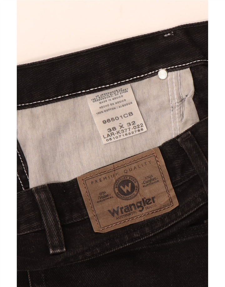 Wrangler Mens Straight Jeans W38 L26 Black Cotton