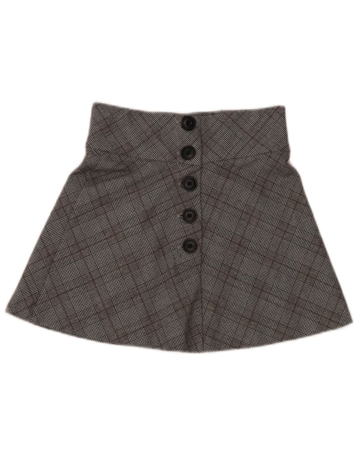 Zara Womens High Waist Mini Skirt XS W26 Grey Plaid