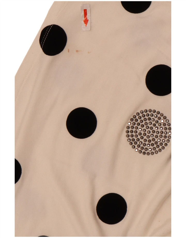 Liu Jo Womens Long Sleeve One Shoulder Top IT 42 Medium White Polka Dot