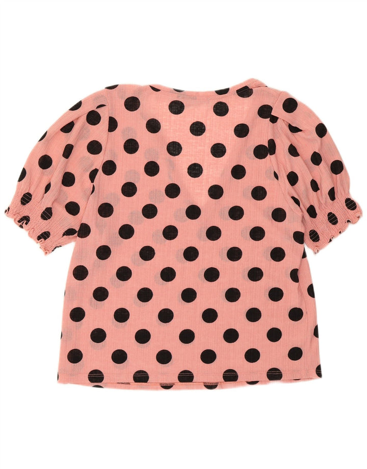 Zara Womens Crop Blouse Top UK 10 Small Pink Polka Dot