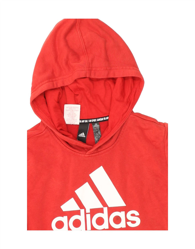 ADIDAS Boys Graphic Hoodie Jumper 11-12 Years Red Cotton | Vintage Adidas | Thrift | Second-Hand Adidas | Used Clothing | Messina Hembry 