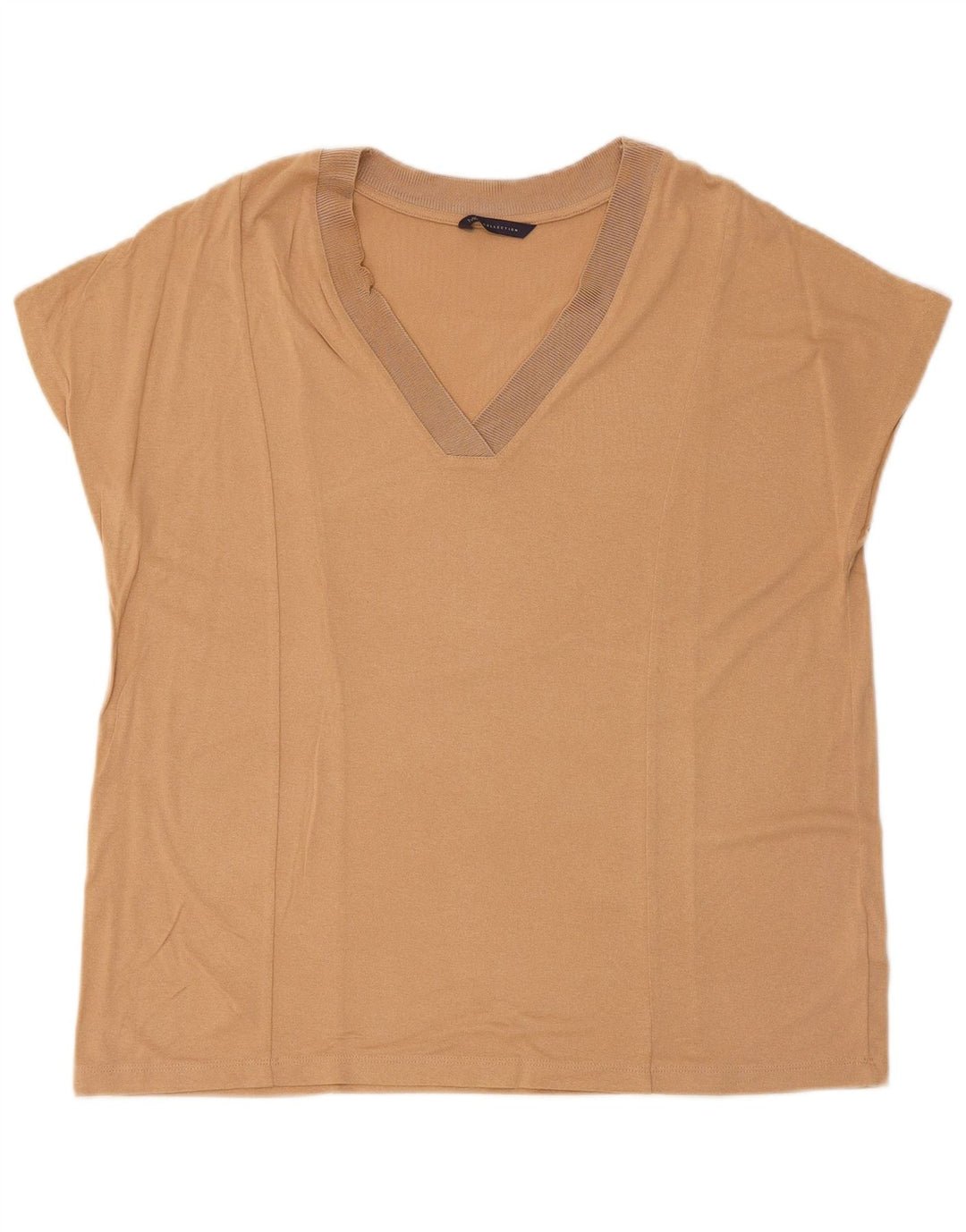 Marks & Spencer Womens T-Shirt Top UK 14 Large Beige Viscose