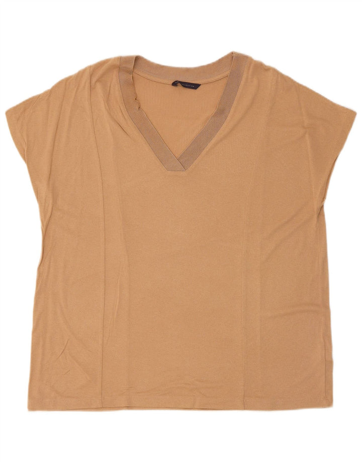 Marks & Spencer Womens T-Shirt Top UK 14 Large Beige Viscose