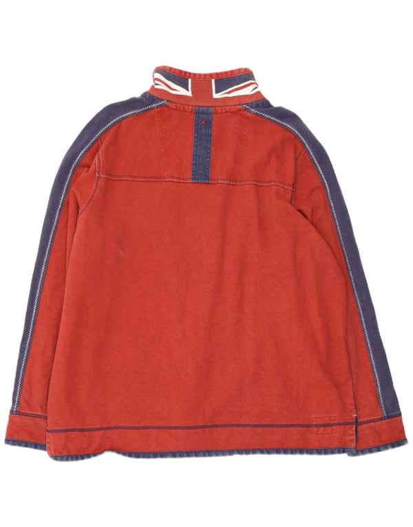 Fat Face Mens Zip Neck Sweatshirt Jumper 2XL Red Colourblock Cotton