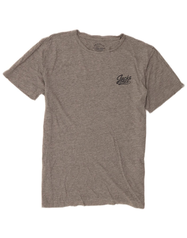 Jack & Jones Mens Graphic T-Shirt Top Large Grey Cotton