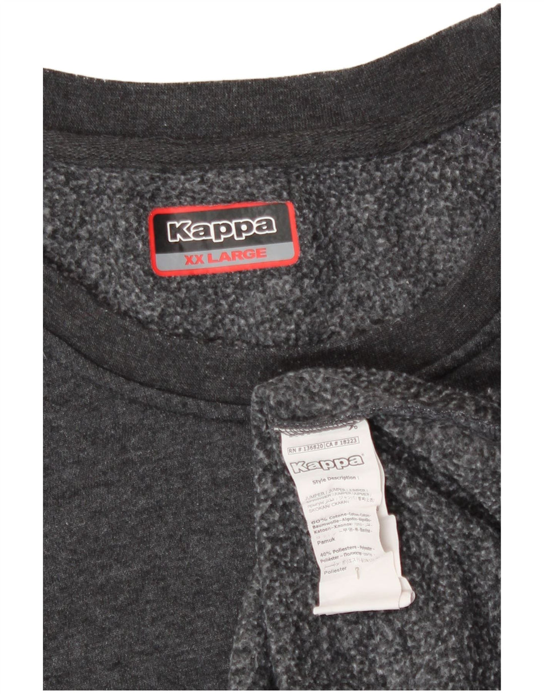 Kappa Mens Sweatshirt Jumper 2XL Grey Cotton