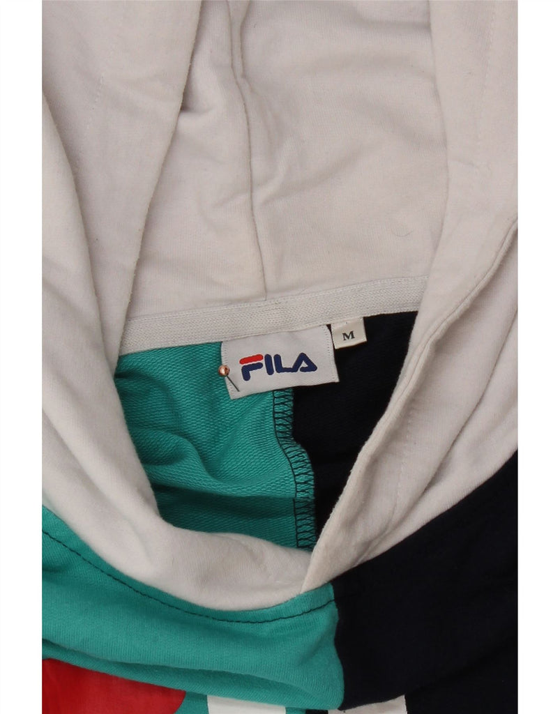 FILA Womens Graphic Hoodie Jumper UK 14 Medium Multicoloured Colourblock Vintage Fila and Second-Hand Fila from Messina Hembry 
