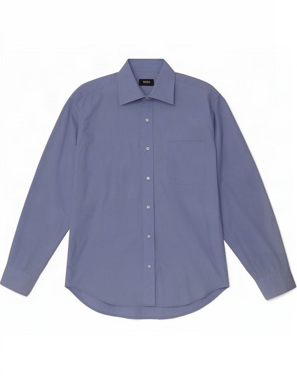 Hugo Boss Mens Shirt Size 39 15 1/2 Medium Blue Cotton