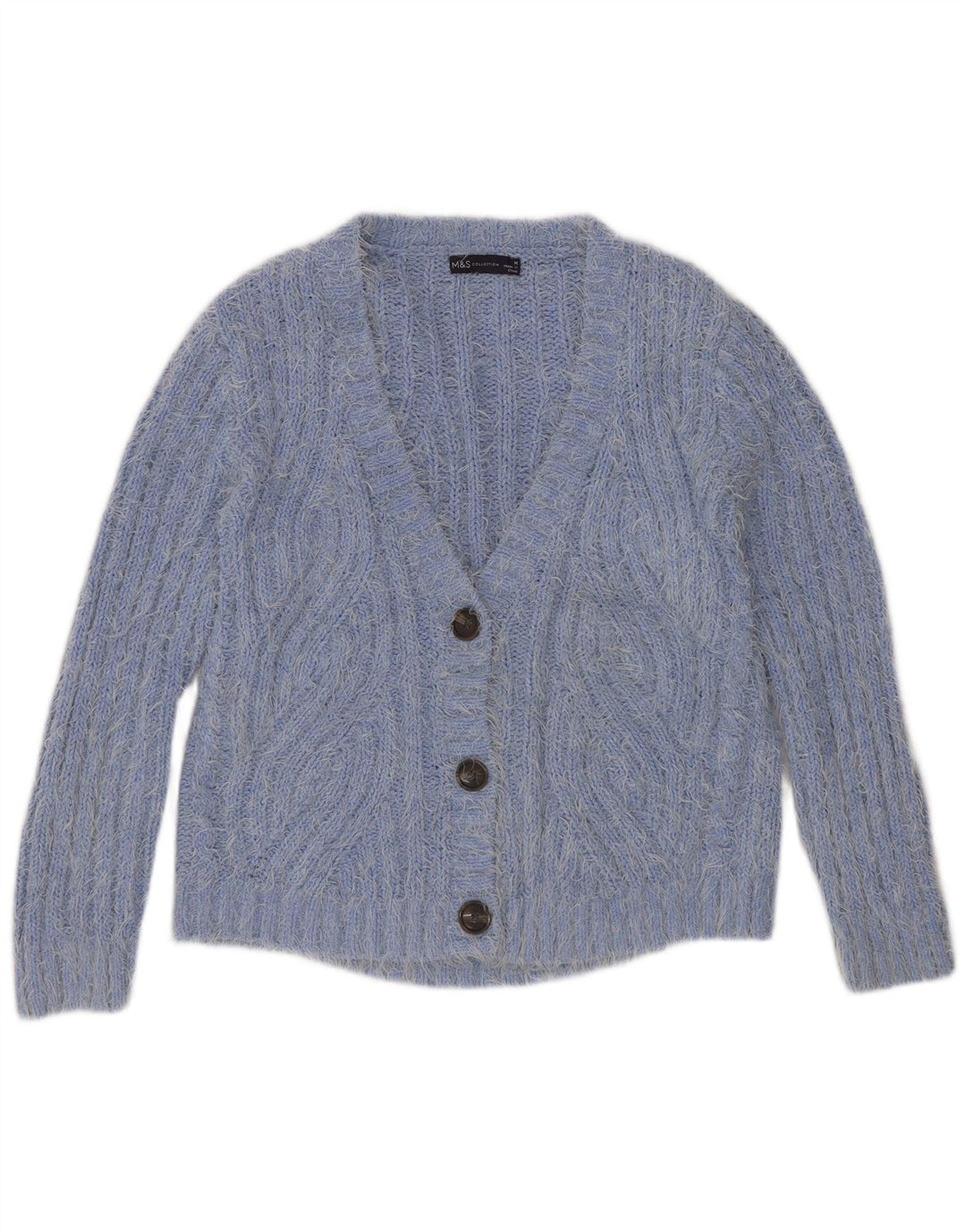 Marks & Spencer Womens Cardigan Sweater UK 14 Medium Blue Polyester