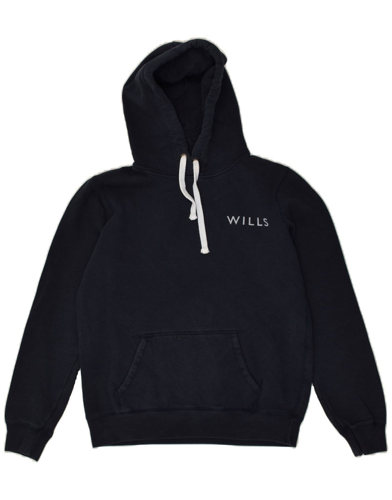 JACK WILLS Womens Graphic Hoodie Jumper UK 12 Medium  Navy Blue Cotton | Vintage Jack Wills | Thrift | Second-Hand Jack Wills | Used Clothing | Messina Hembry 