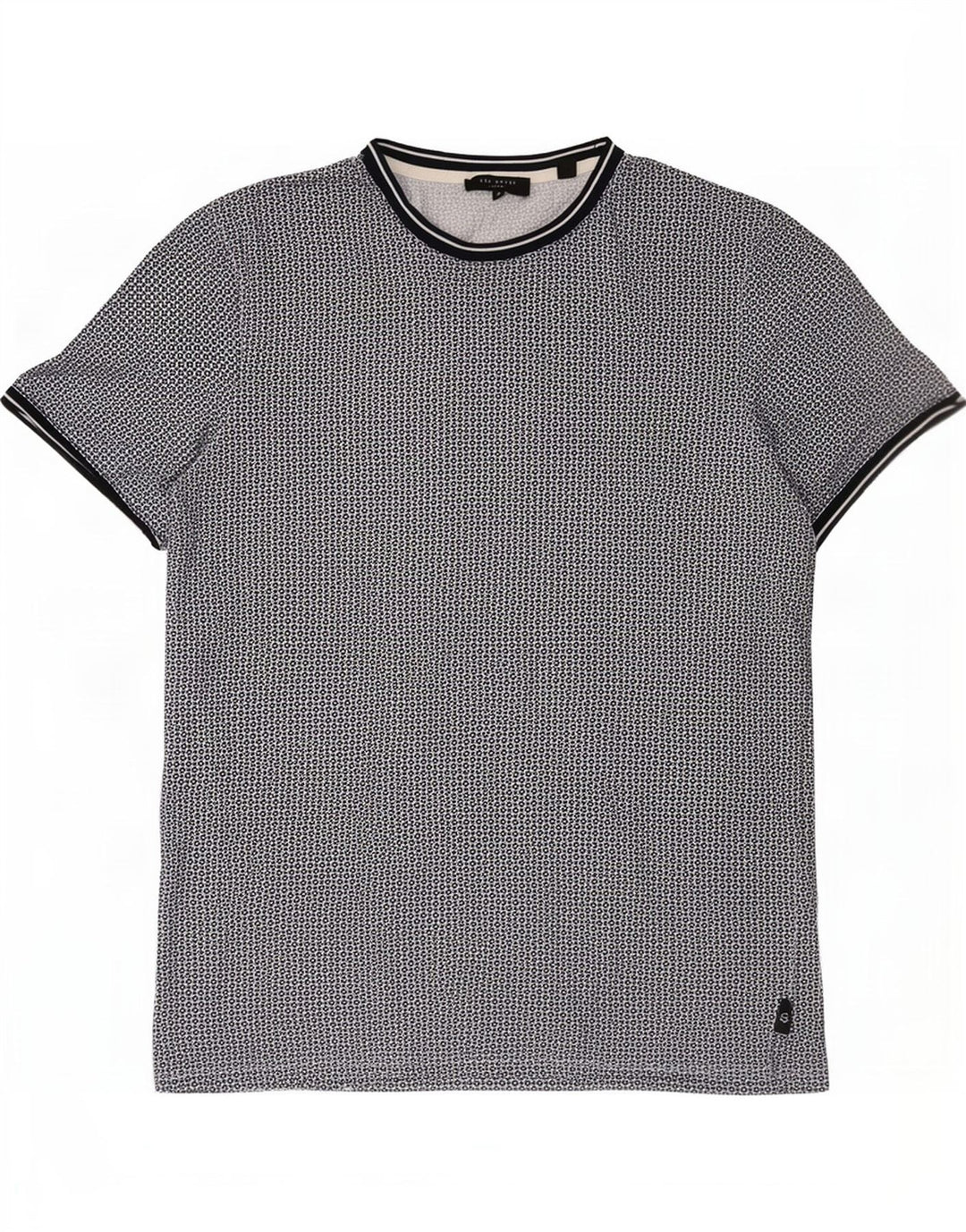 Ted Baker Mens T-Shirt Top Size 4 Large Grey Spotted Cotton