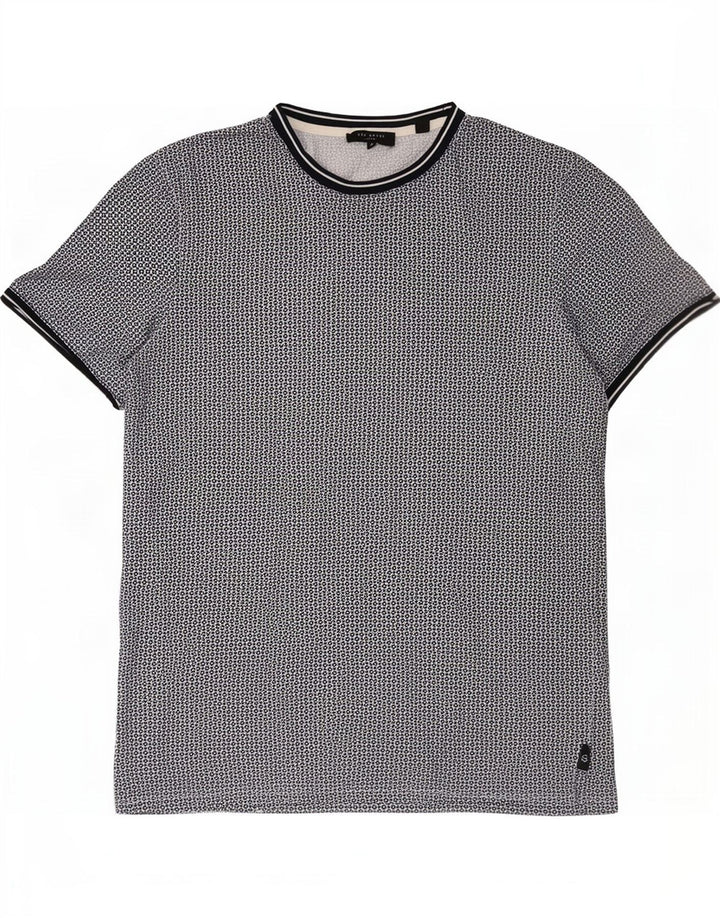 Ted Baker Mens T-Shirt Top Size 4 Large Grey Spotted Cotton