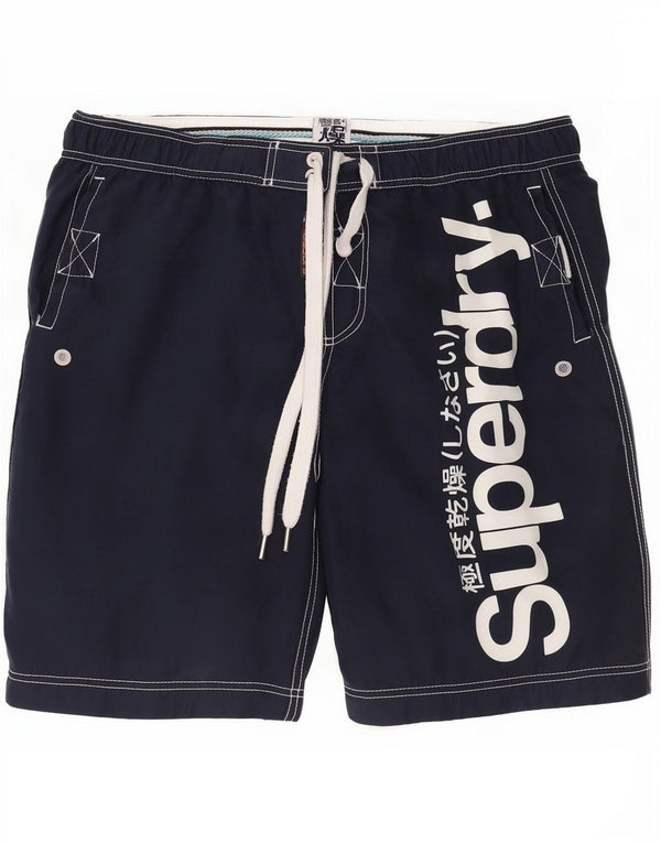 Superdry Mens Graphic Swimming Shorts Large Navy Blue