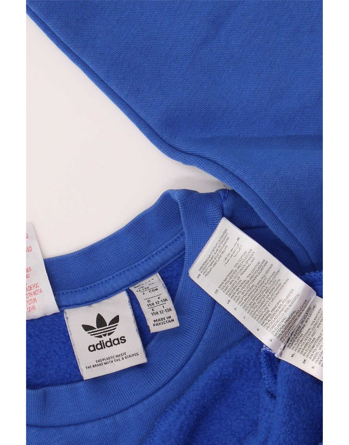 Adidas Boys Sweatshirt Jumper 12-13 Years Blue Cotton