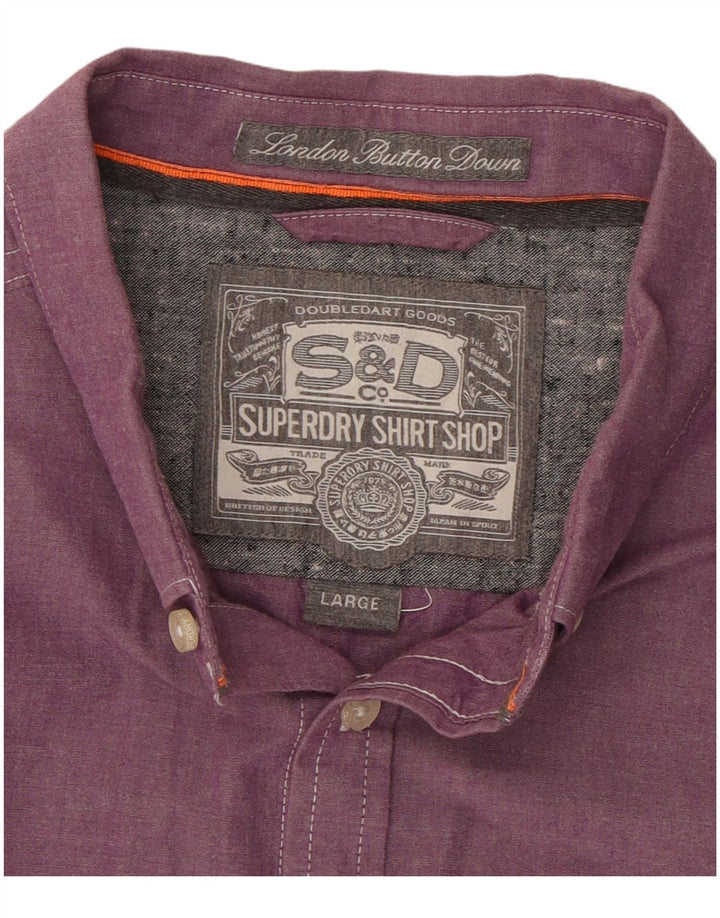 SUPERDRY Mens Shirt Large Purple Cotton