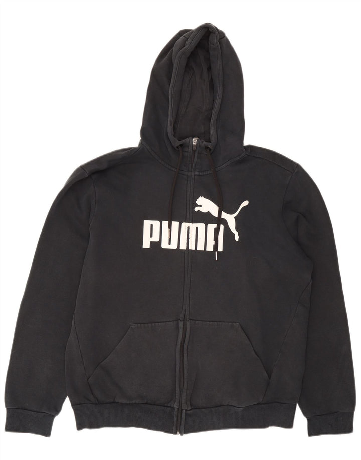 Puma Mens Graphic Zip Hoodie Sweater Large Grey Cotton