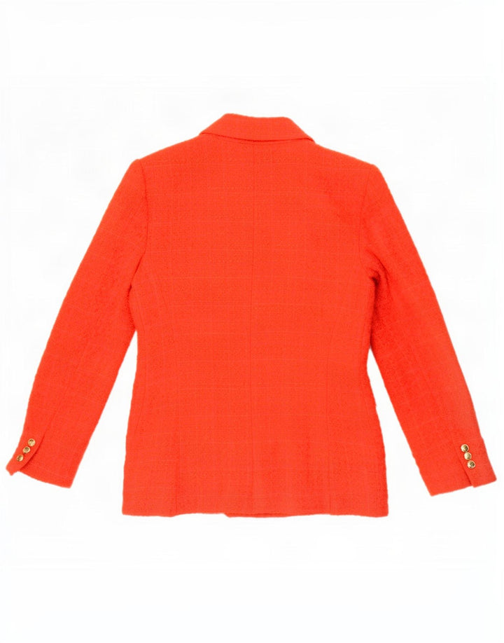 Zara Womens Double Breasted Blazer Jacket UK 12 Medium Red Check Cotton