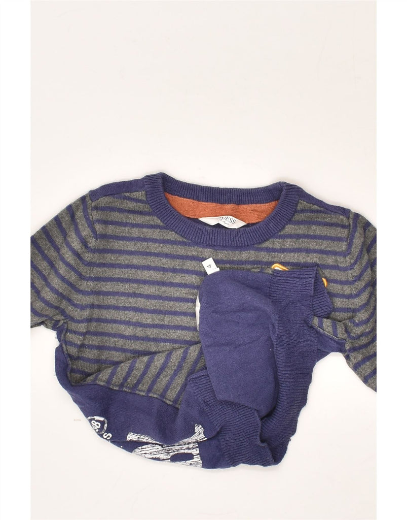 GUESS Boys Boat Neck Jumper Sweater 4-5 Years Purple Striped Cotton | Vintage Guess | Thrift | Second-Hand Guess | Used Clothing | Messina Hembry 