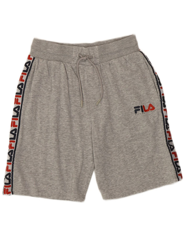 Fila Mens Graphic Regular Fit Sport Shorts Small Grey Flecked Cotton Sports