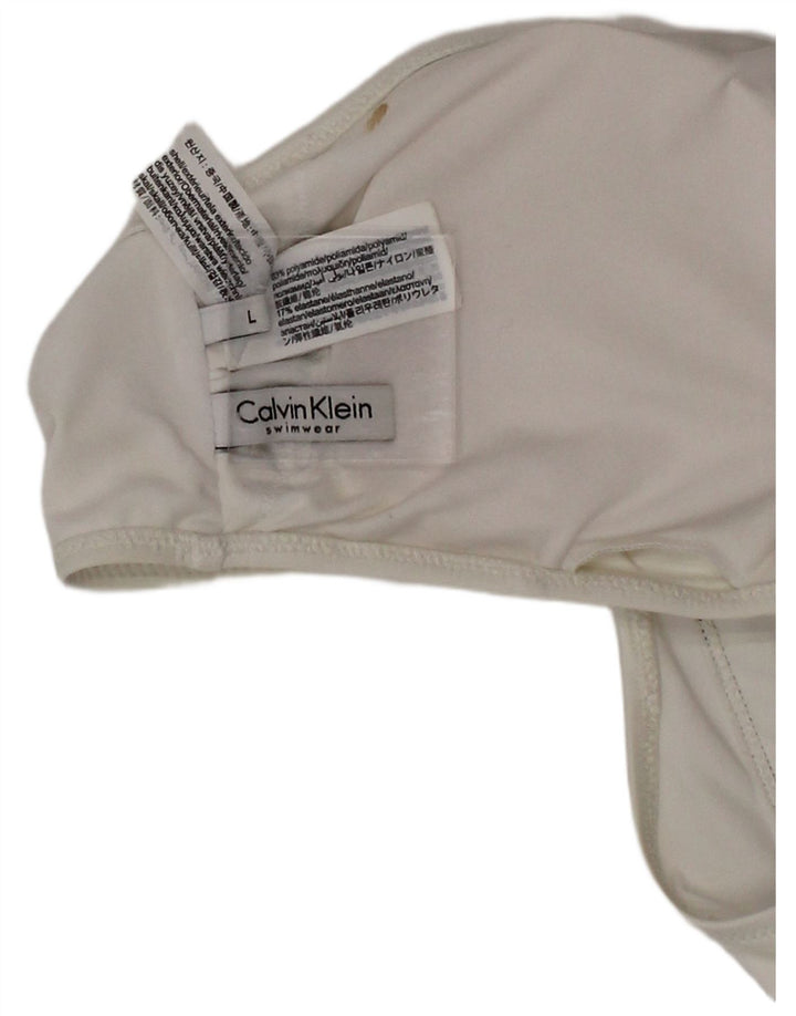 Calvin Klein Womens Graphic Swimwear Large White Polyester