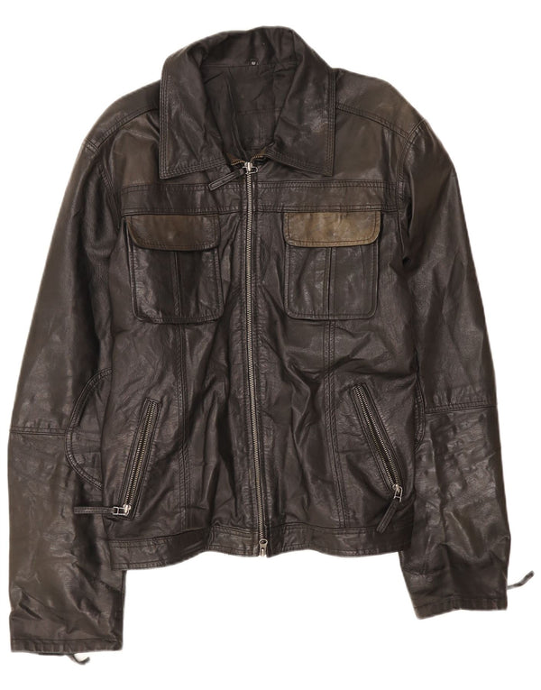 Metropolitan Mens Leather Jacket IT 52 XL Black Leather