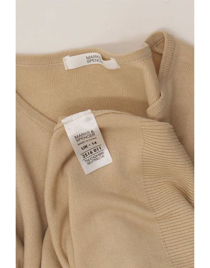 Marks & Spencer Womens Cardigan Sweater UK 14 Medium Beige Acrylic
