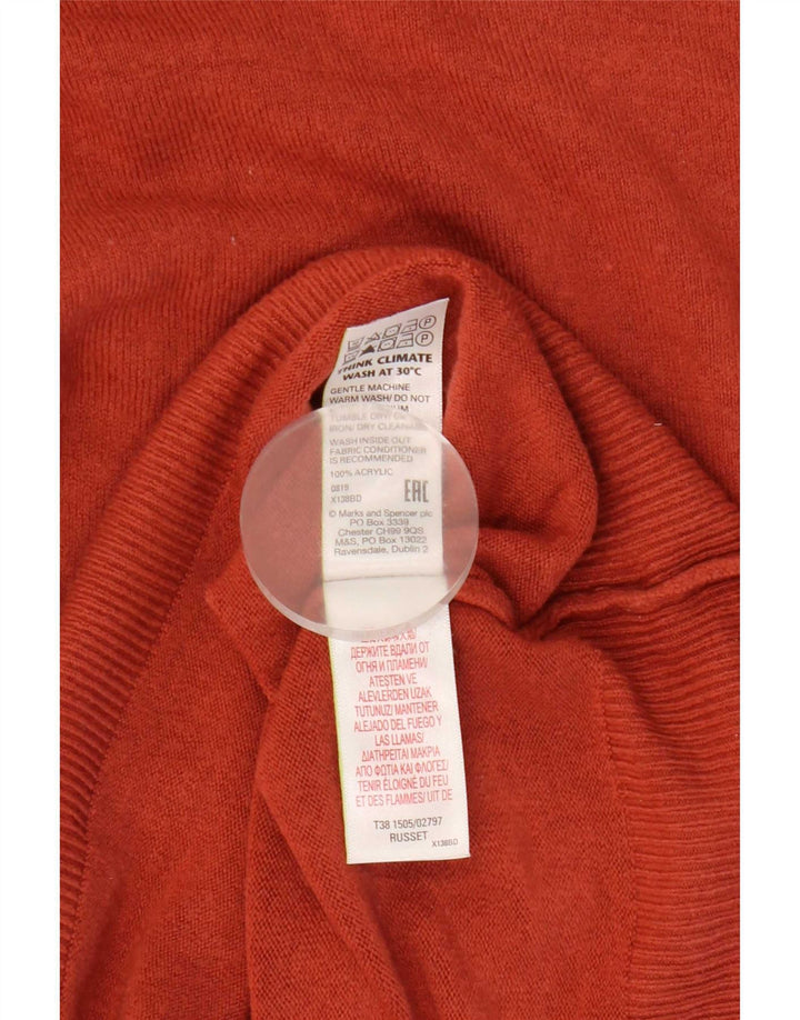 Marks & Spencer Womens Roll Neck Jumper Sweater UK 12 Medium Orange Acrylic