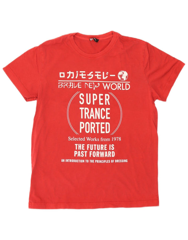 Diesel Womens Graphic T-Shirt Top UK 16 Large Red