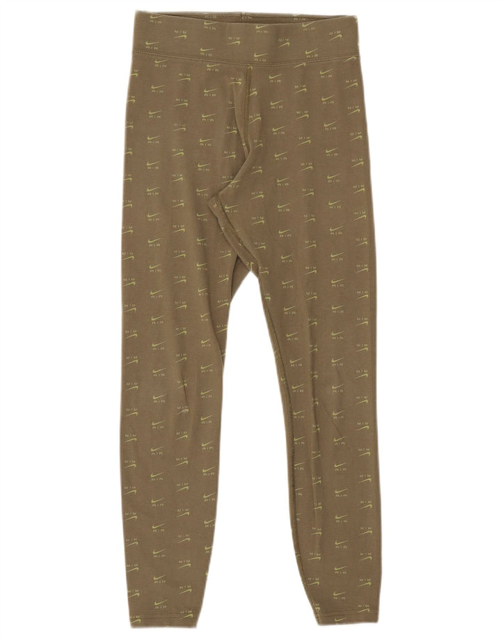 Nike Womens Graphic Leggings UK 8 Small Khaki Cotton