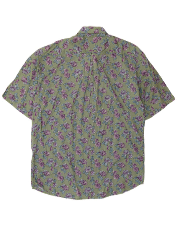 GP. Bellini & Company Mens Short Sleeve Shirt Large Green Floral Cotton