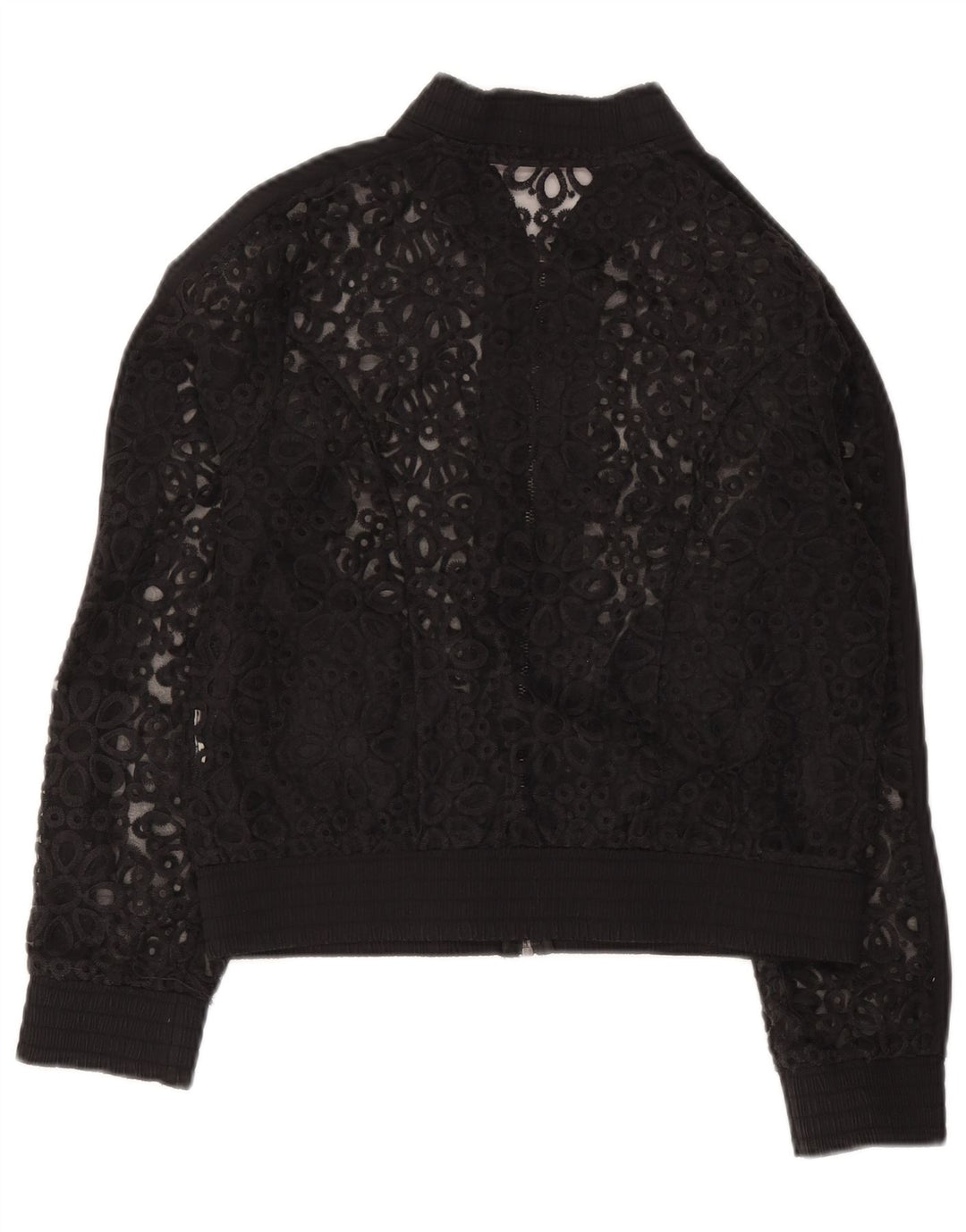 Fornarina Womens Lace Bomber Jacket UK 12 Medium Black Floral