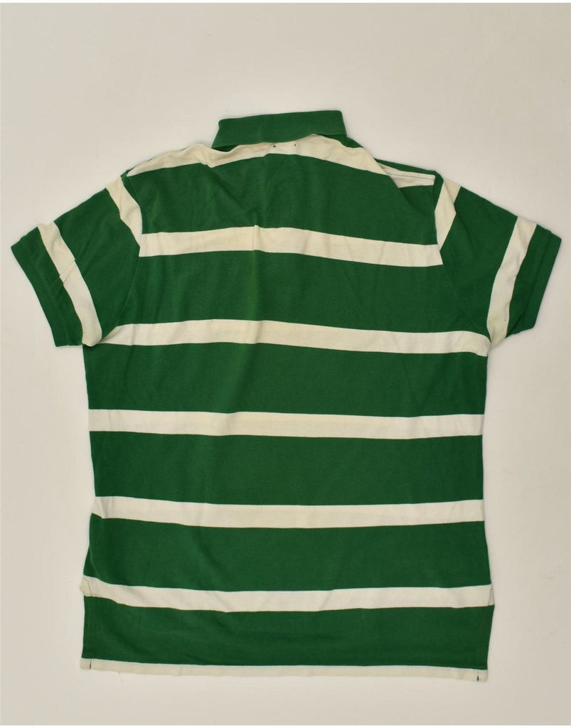 POLO RALPH LAUREN Mens Custom Fit Polo Shirt Large Green Striped Cotton Vintage Polo Ralph Lauren and Second-Hand Polo Ralph Lauren from Messina Hembry 